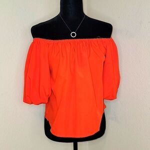 Eloise Red Ballonsleeve Banded Blouse